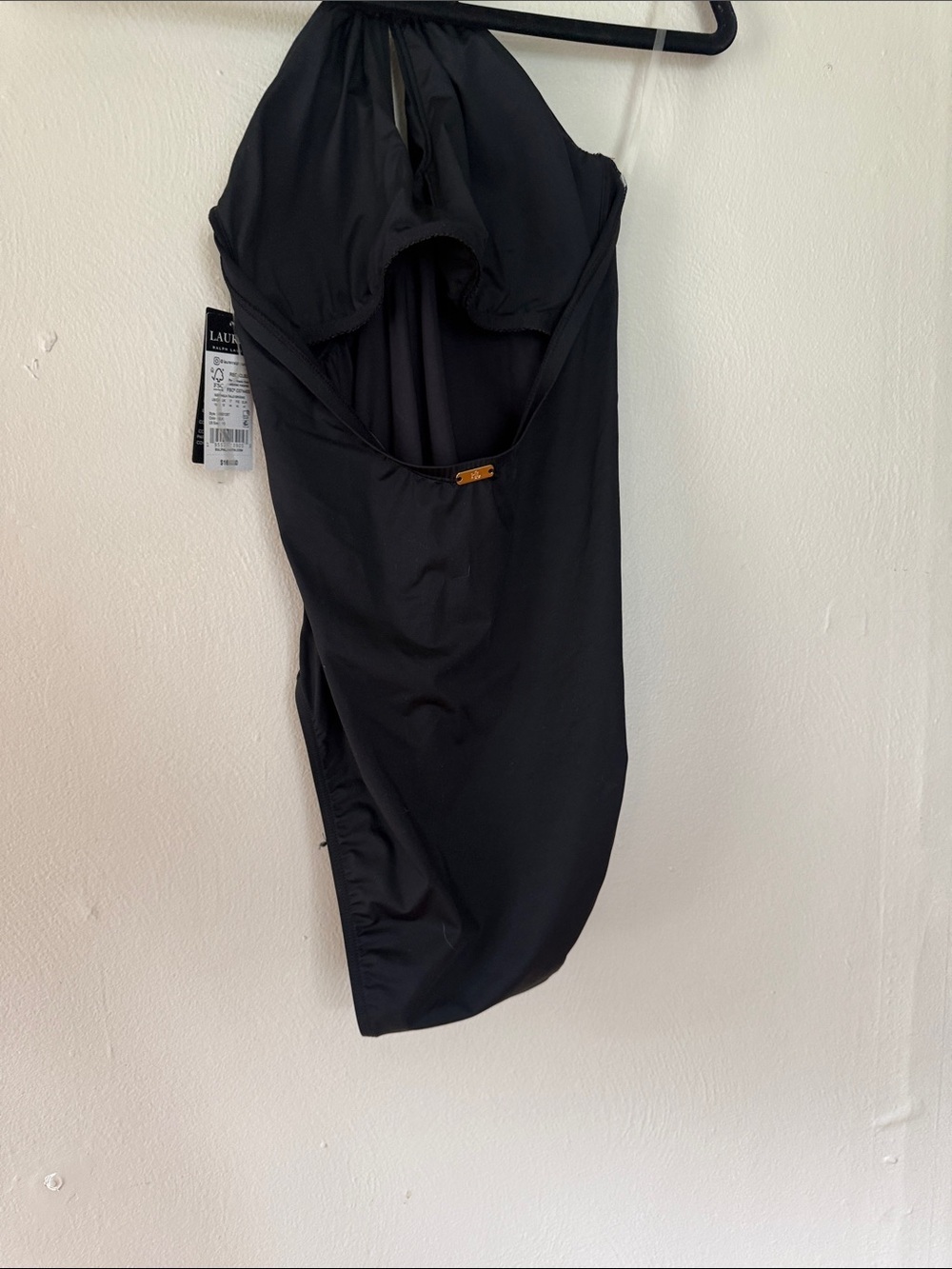 NWT Ralph Lauren black Halter One-Piece Swimsuit with Ring Detail 10 - Picture 6 of 8